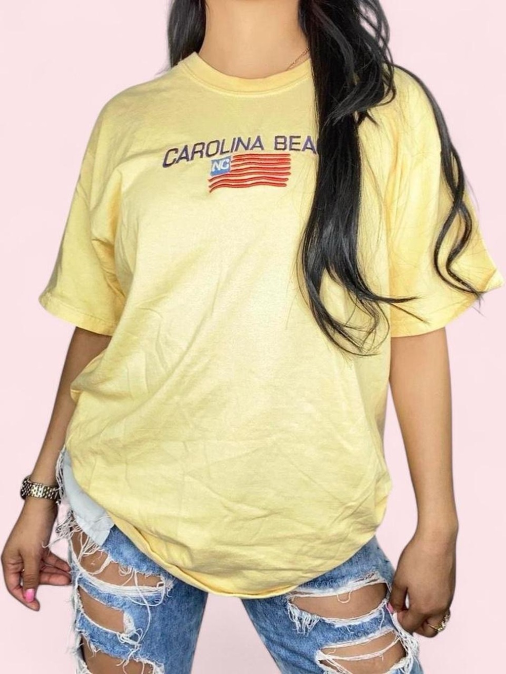 Gildan Pale Yellow Carolina Beach Graphic Tee